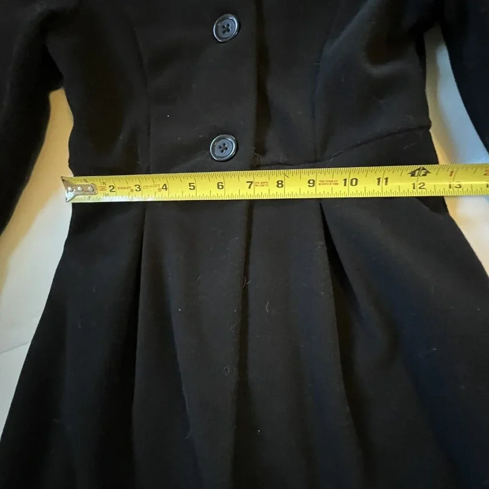 Vtg Copper Key Soft Black Coat Faux Fur Leopard Trim Size 7/8 Buttons Pockets - Picture 7 of 13